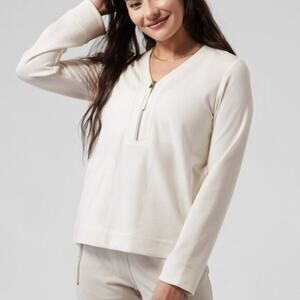 Athleta Eastbound Half Zip Sweatshirt XS Women's White Zip-Up Top